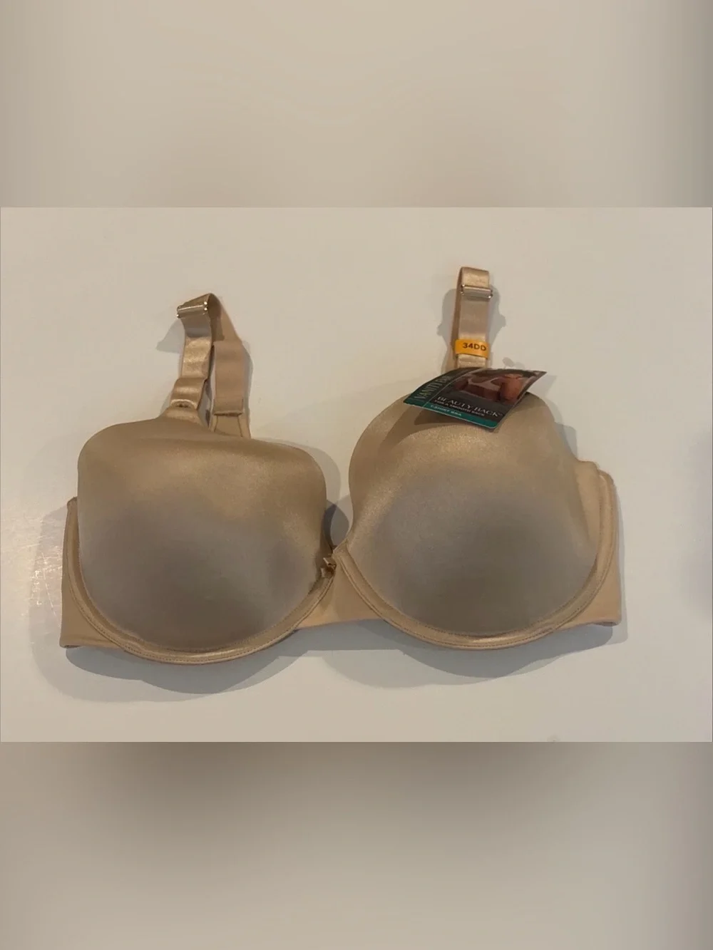 Vanity Fair 75345 Beauty Back Full Coverage Underwire T-Shirt Bra Beige 34DD NEW